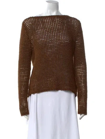 Pre-owned Ralph Lauren Linen Bateau Neckline Sweater In Brown