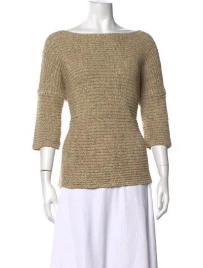 Pre-owned Ralph Lauren Linen Bateau Neckline Sweater In Gold/metallic