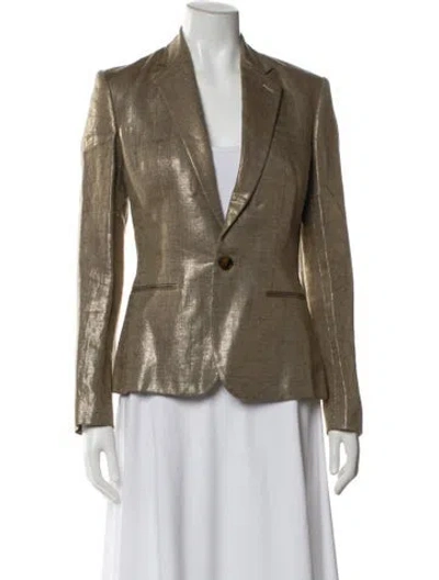 Pre-owned Ralph Lauren Linen Blazer In Gold
