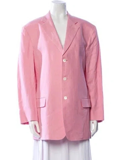 Pre-owned Ralph Lauren Linen Blazer In Pink
