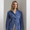 Ralph Lauren Linen Blazer In Washed Capri Blue