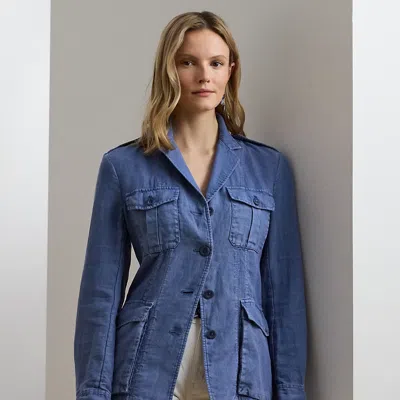 Ralph Lauren Linen Blazer In Washed Capri Blue