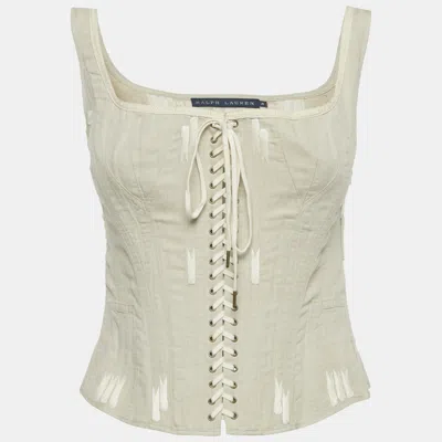 Pre-owned Ralph Lauren Linen Blend Lace-up Corset Top S In Gray