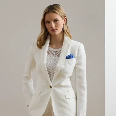 Ralph Lauren Linen-blend Twill Blazer In White