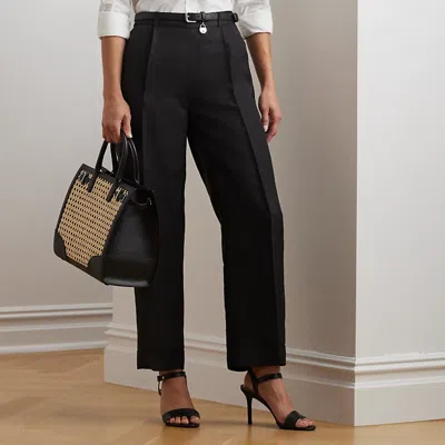 Ralph Lauren Linen-blend Twill Wide-leg Pant In Black