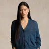 Polo Ralph Lauren Linen-blend V-neck Cardigan In Dark Indigo Delave