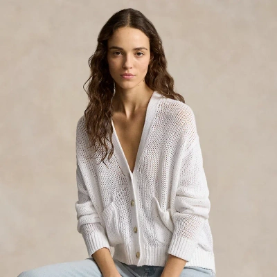 Polo Ralph Lauren Linen-blend V-neck Cardigan In White