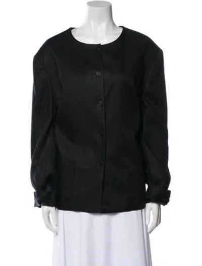 Pre-owned Ralph Lauren Linen Bomber Jacket In Black