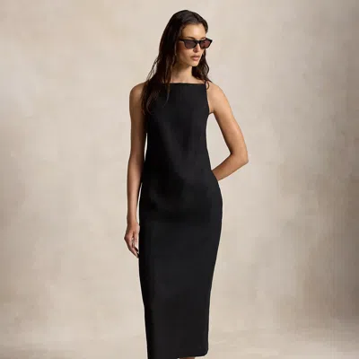 Polo Ralph Lauren Linen Column Dress In Polo Black