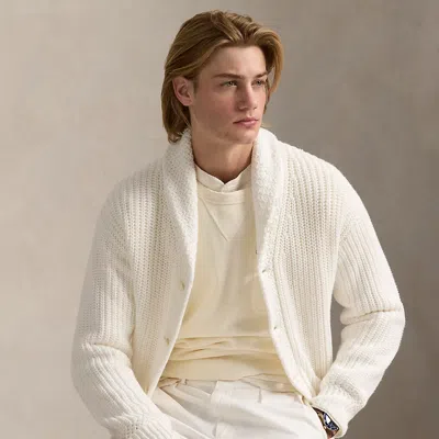 Ralph Lauren Linen-cotton Shawl-collar Cardigan In White