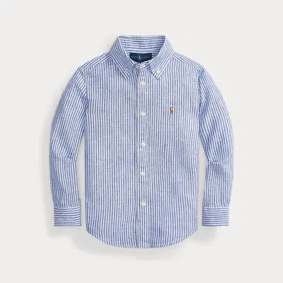 Ralph Lauren Kids' Linen-cotton Shirt In Blue