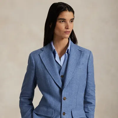 Ralph Lauren Linen-cotton Twill Blazer In Blue