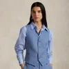 Ralph Lauren V-neck Gilet With Adjustable Back Strap In Blue