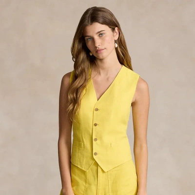 Ralph Lauren Linen-cotton Vest In Sunfish Yellow