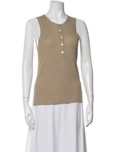 Pre-owned Ralph Lauren Linen Crew Neck Polo In Neutrals