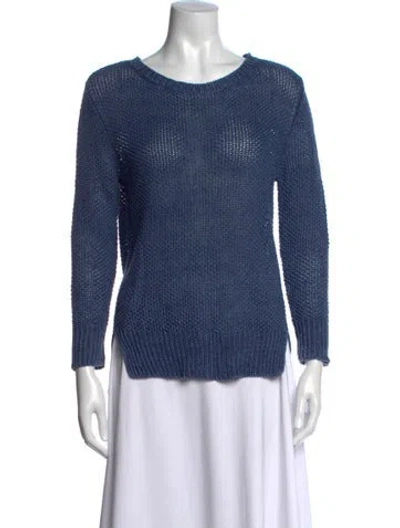 Pre-owned Ralph Lauren Linen Crew Neck Sweater In Blue