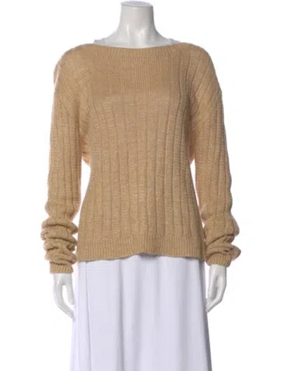 Pre-owned Ralph Lauren Linen Crew Neck Sweater In Brown