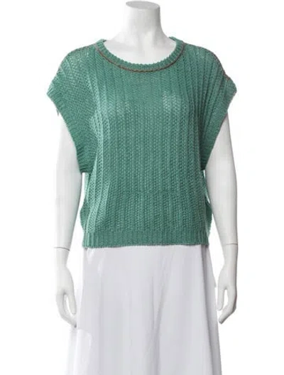 Pre-owned Ralph Lauren Linen Crew Neck Sweater In Green