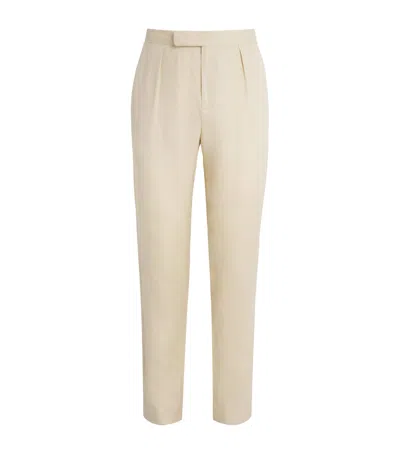 Ralph Lauren Linen Davis Trousers In Neutral