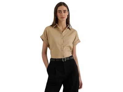 Ralph Lauren Linen Dolman-sleeve Shirt In Multi