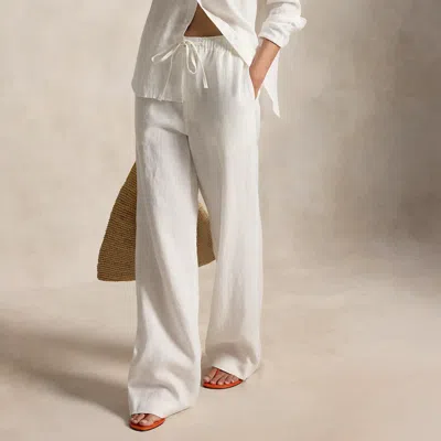 Polo Ralph Lauren Linen Drawstring Pant In Nevis In Black