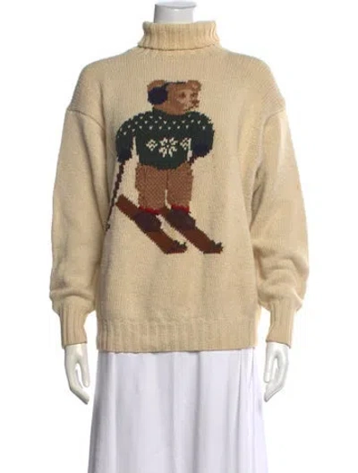 Pre-owned Ralph Lauren Linen Graphic Print Sweater In Neutral