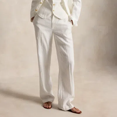 Polo Ralph Lauren Linen High-rise Relaxed Straight Pant In Nevis In White
