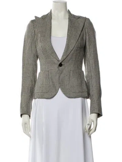 Pre-owned Ralph Lauren Linen Houndstooth Print Blazer W/ Tags In Multi