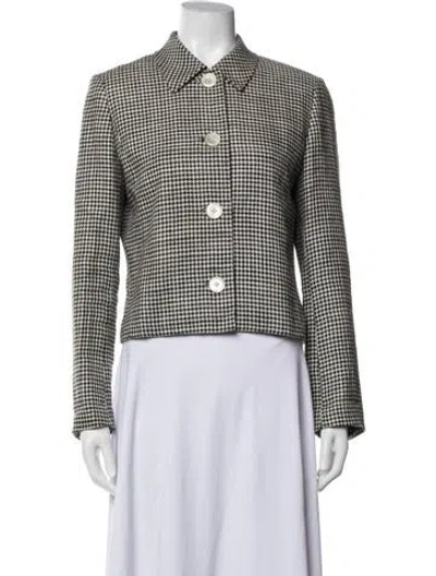 Pre-owned Ralph Lauren Linen Houndstooth Print Jacket In Multicolor