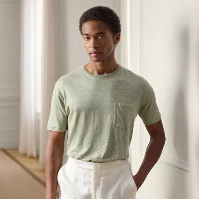 Ralph Lauren Linen Jersey Pocket T-shirt In Cactus Green