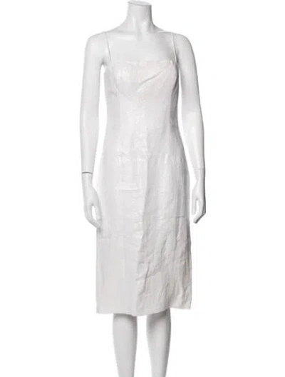 Pre-owned Ralph Lauren Linen Knee-length Dress In White