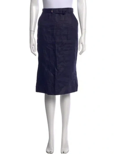 Pre-owned Ralph Lauren Linen Knee-length Skirt In Blue