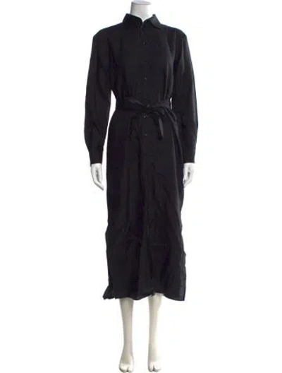 Pre-owned Ralph Lauren Linen Long Dress In Black
