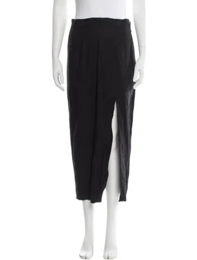 Pre-owned Ralph Lauren Linen Long Skirt In Black
