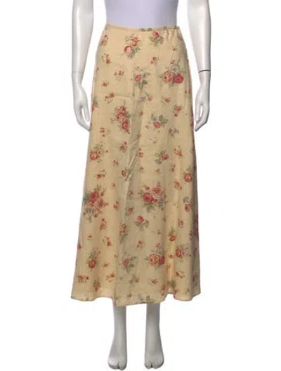 Pre-owned Ralph Lauren Linen Long Skirt In Neutrals