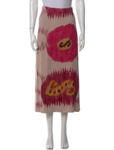 Pre-owned Ralph Lauren Linen Long Skirt In Pink
