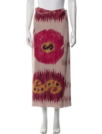 Pre-owned Ralph Lauren Linen Long Skirt In Pink