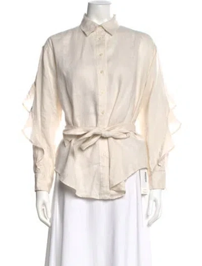 Pre-owned Ralph Lauren Linen Long Sleeve Blouse In Neutral
