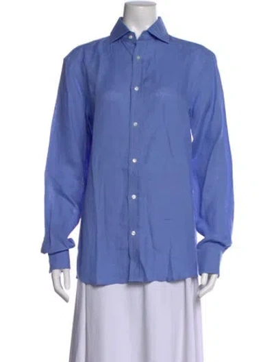 Pre-owned Ralph Lauren Linen Long Sleeve Dress Shirt In Blue