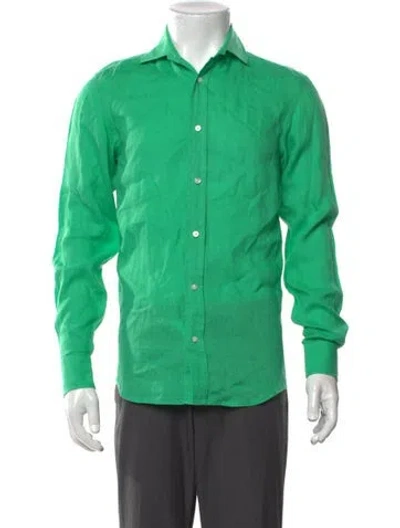 Pre-owned Ralph Lauren Linen Long Sleeve Dress Shirt In Green