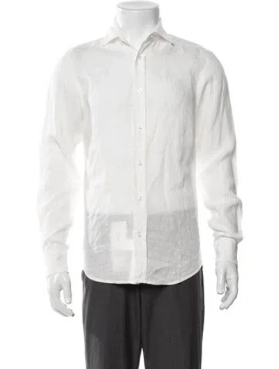 Pre-owned Ralph Lauren Linen Long Sleeve Dress Shirt In White