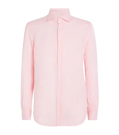 Ralph Lauren Linen Long-sleeve Shirt In Pink