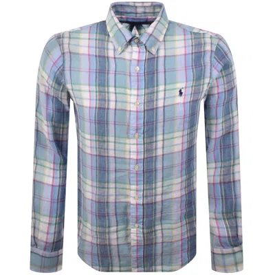 Ralph Lauren Linen Tartan Long Sleeve Button Down Shirt In Multi