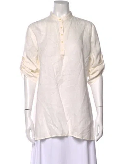 Pre-owned Ralph Lauren Linen Long Sleeve Tunic In White