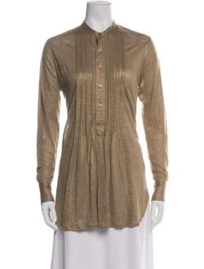 Pre-owned Ralph Lauren Linen Long Sleeve Tunic In Yellow
