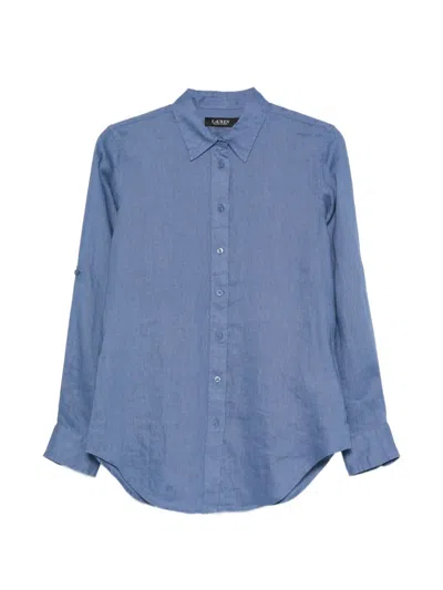 Ralph Lauren Linen Long-sleeve Shirt In Blue