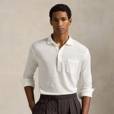 Ralph Lauren Linen Mesh Polo Shirt In Deckwash White In Multi