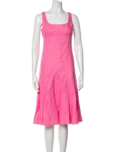 Pre-owned Ralph Lauren Linen Midi Length Dress In Pink