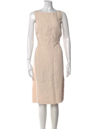 Pre-owned Ralph Lauren Linen Midi Length Dress W/ Tags In Neutral