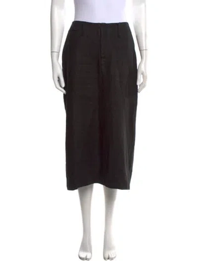 Pre-owned Ralph Lauren Linen Midi Length Skirt In Black